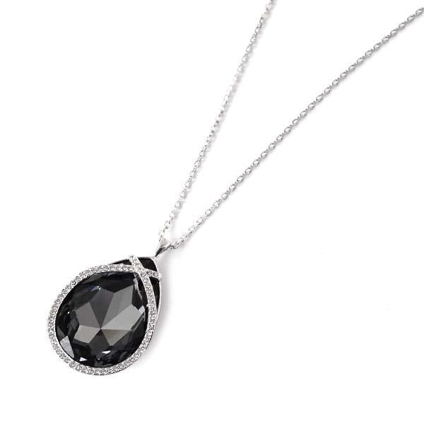 Silver & Blue Crystal Pendant on Rhodium Plated Chain