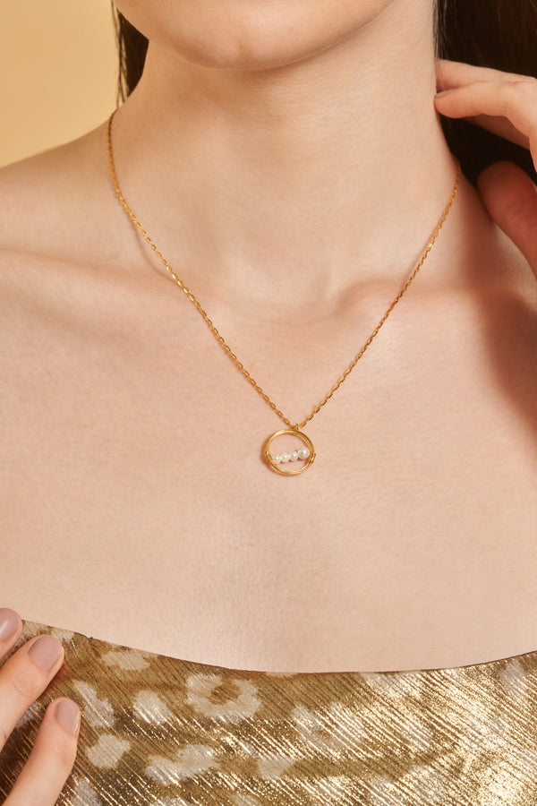 Pearl Quartet Necklace in Yellow Gold